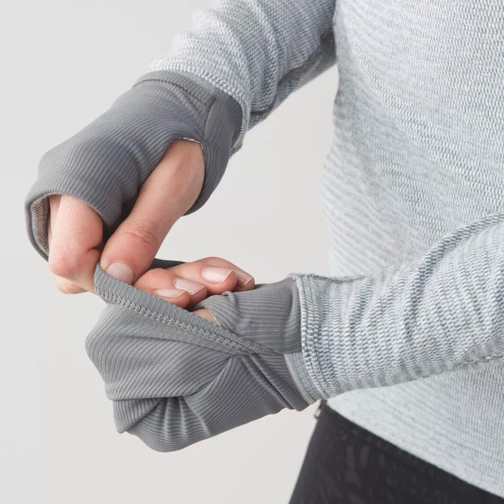 Lululemon Runderful 1/2 Zip Mini Check Pique White Heathered Slate Women's Sz 6 - Picture 7 of 8